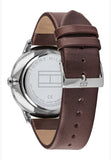 Tommy Hilfiger Deacon White Dial Brown Leather Strap Watch for Men - 1791550