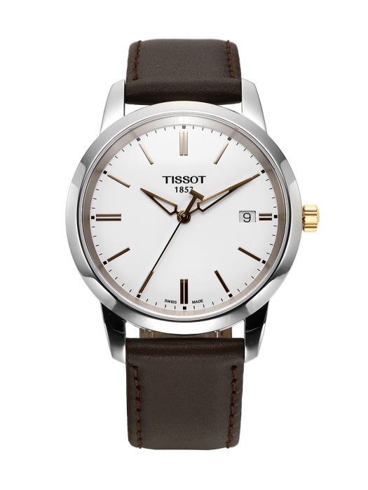 Tissot T Classic Dream White Dial Brown Leather Strap Watch for Men