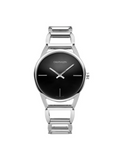 Calvin Klein Stately Black Dial Silver Steel Strap Watch for Women - K3G23121