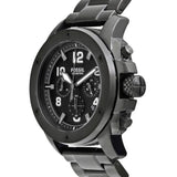 Fossil Machine Chronograph Black Dial Black Steel Strap Watch for Men - FS4927