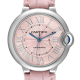 Cartier Ballon Bleu De Cartier Pink Dial Pink Leather Strap Watch for Women - WSBB0007