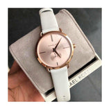 Michael Kors Portia Rose Gold Dial White Leather Strap Watch For Women - MK2660