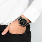 Tommy Hilfiger Kane Quartz Black Dial Black Leather Strap Watch for Men - 1791401