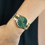 Daniel Wellington Iconic Link Emerald Green Dial Rose Gold Steel Strap Watch For Women - DW00100419