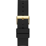 Guess Frontier Diamonds Gold Dial Black Rubber Strap Watch For Women - W1160L1