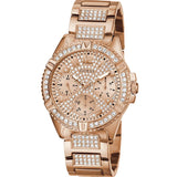 Guess Frontier Diamonds Rose Gold Dial Rose Gold Steel Strap Watch For Women - W1156L3