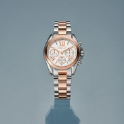 Michael Kors Bradshaw Chronograph White Dial Two Tone Steel Strap Watch For Women - MK7258