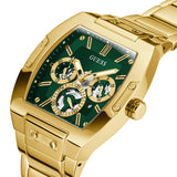 Guess Phoenix Multi Function Green Dial Gold Steel Strap Watch for Men - GW0456G3