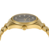 Michael Kors Lexington Three Hand Green Dial Gold Steel Strap Watch For Women - MK7449