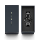 Daniel Wellington Iconic Chronograph Black Dial Black Steel Strap Watch For Men - DW00100642