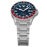 Emporio Armani Sea Explorer GMT Blue Dial Silver Steel Strap Watch For Men - AR11590