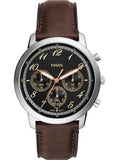 Fossil Neutra Chronograph Black Dial Brown Leather Strap Watch for Men - FS6024