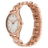 Michael Kors Runway Three-Hand Silver Dial Rose Gold Steel Strap Watch for Women - MK7473