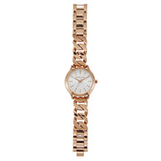 Michael Kors Runway Three-Hand Silver Dial Rose Gold Steel Strap Watch for Women - MK7473