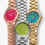 Michael Kors Lennox Analog Blue Dial Gold Steel Strap Watch for Women - MK7460
