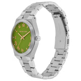 Michael Kors Lennox Three-Hand Green Dial Silver Steel Strap Watch for Women - MK7463