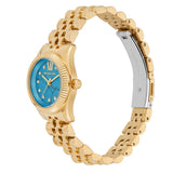 Michael Kors Lexington Three Hand Blue Dial Gold Steel Strap Watch for Women - MK4813