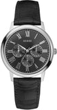 Guess Wafer Analog Black Dial Black Leather Strap Watch For Men - W70016G1