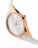 Calvin Klein Rebel White Grey Dial White Leather Strap Watch for Women - K8P236L6