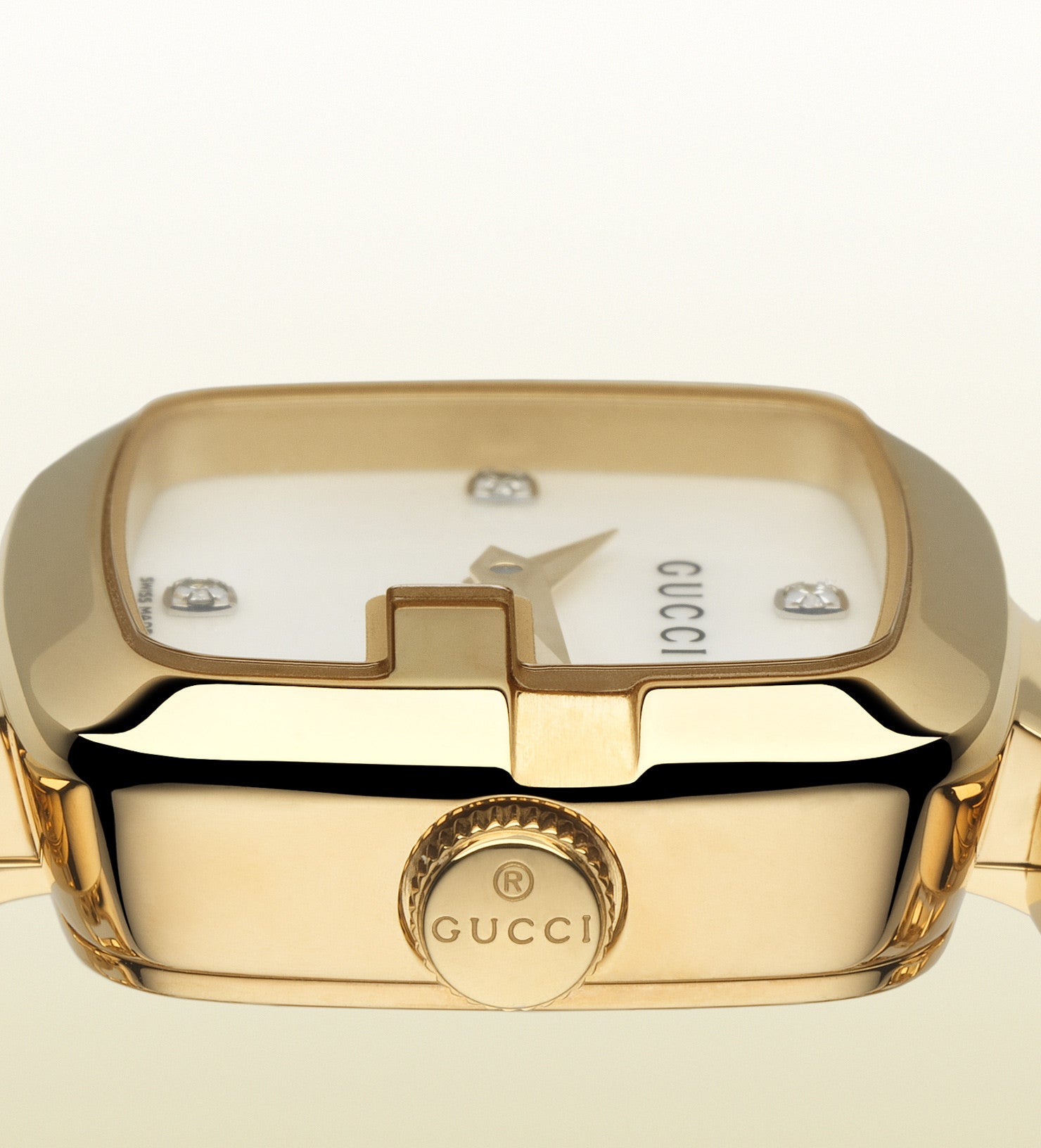Gucci G Gucci Diamonds Mother of Pearl Dial Yellow Gold Steel Strap Wa