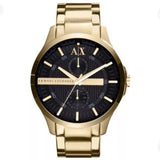 Armani Exchange Hampton Chronograph Black Dial Gold Steel Strap Watch For Men - AX2122