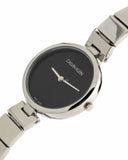 Calvin Klein Authentic Black Dial Silver Steel Strap Watch for Women - K8G23141