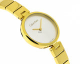 Calvin Klein Authentic Silver Dial Gold Steel Strap Watch for Women - K8G23546