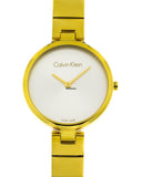 Calvin Klein Authentic Silver Dial Gold Steel Strap Watch for Women - K8G23546