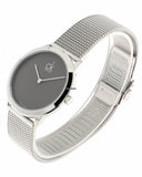 Calvin Klein Minimalist Black Dial Silver Mesh Bracelet Watch for Men - K3M2112X