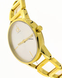 Calvin Klein Stately Silver Dial Gold Steel Strap Watch for Women - K3G23526