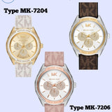 Michael Kors Multifunction Silver Dial Pink Leather Strap Watch For Women - MK7206