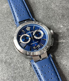 Versace Aion Chronograph Quartz Blue Dial Blue Leather Strap Watch for Men - VE1D01220