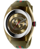 Gucci Sync XXL Quartz Brown Dial Brown Leather Strap Watch For Men - YA137106