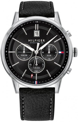 Tommy Hilfiger Kyle Quartz Black Dial Black Leather Strap Watch for Men - 1791630