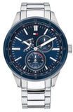 Tommy Hilfiger Austin Blue Dial Silver Steel Strap Watch for Men - 1791640