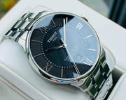 Tissot T Classic Chemin Des Tourelles Chronometer Black Dial Silver Steel Strap Watch For Men - T099.408.11.058.00