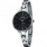 Calvin Klein Graphic Black Dial Silver Steel Strap Watch for Women - K7E23141