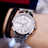 Tissot PRC 200 Chronograph Quartz Silver Dial Silver Steel Strap Jam Tangan Untuk Pria - T055.417.11.037.00