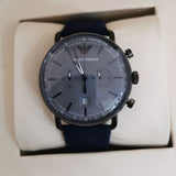 Emporio Armani Aviator Quartz Grey Dial Blue Fabric Strap Watch For Men - AR11144