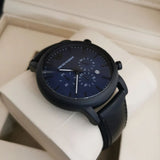 Emporio Armani Luigi Analog Blue Dial Black Leather Strap Watch For Men - AR11351