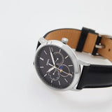 Fossil Neutra Minimalist Moonphase Black Dial Black Leather Strap Watch for Men - FS5904