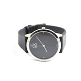 Calvin Klein Minimal Diamonds Black Dial Black Leather Strap Watch for Men - K3M211CS