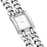 Guess Mod Heavy Metal Silver Dial Silver Steel Strap Watch For Women - W1117L1