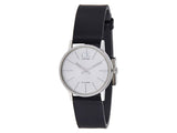 Calvin Klein Post Minimal Silver Dial Black Leather Strap Watch for Men - K7622185