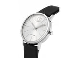 Calvin Klein Post Minimal Silver Dial Black Leather Strap Watch for Men - K7622185