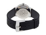 Calvin Klein Post Minimal Silver Dial Black Leather Strap Watch for Men - K7622185