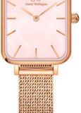 Daniel Wellington Quadro Pressed Melrose Pink Dial Pink Mesh Bracelet Watch For Women - DW00100510