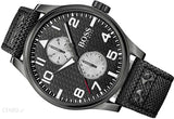 Hugo Boss Aeroliner Chronograph Black Dial Black Leather Strap Watch For Men - 1513086