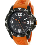 Tommy Hilfiger Cole Black Dial Orange Rubber Strap Watch for Men - 1790985