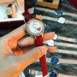 Swarovski Lovely Crystals Analog White Dial Red Leather Strap Watch for Women - 5297584